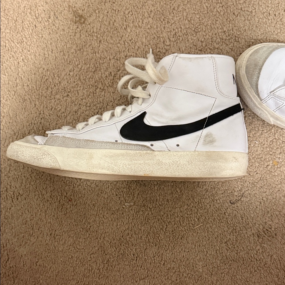 Nike White and Black High-Top Sneakers